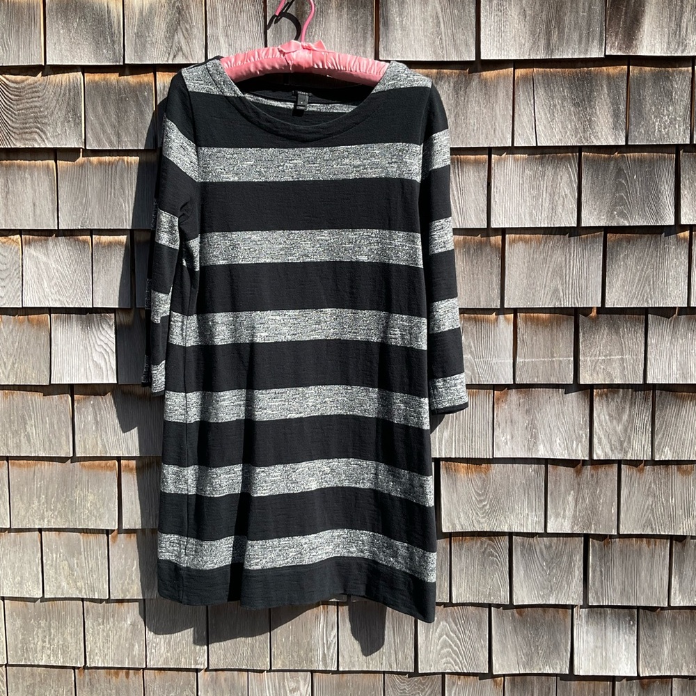 J.Crew Black and Gray Striped Dress